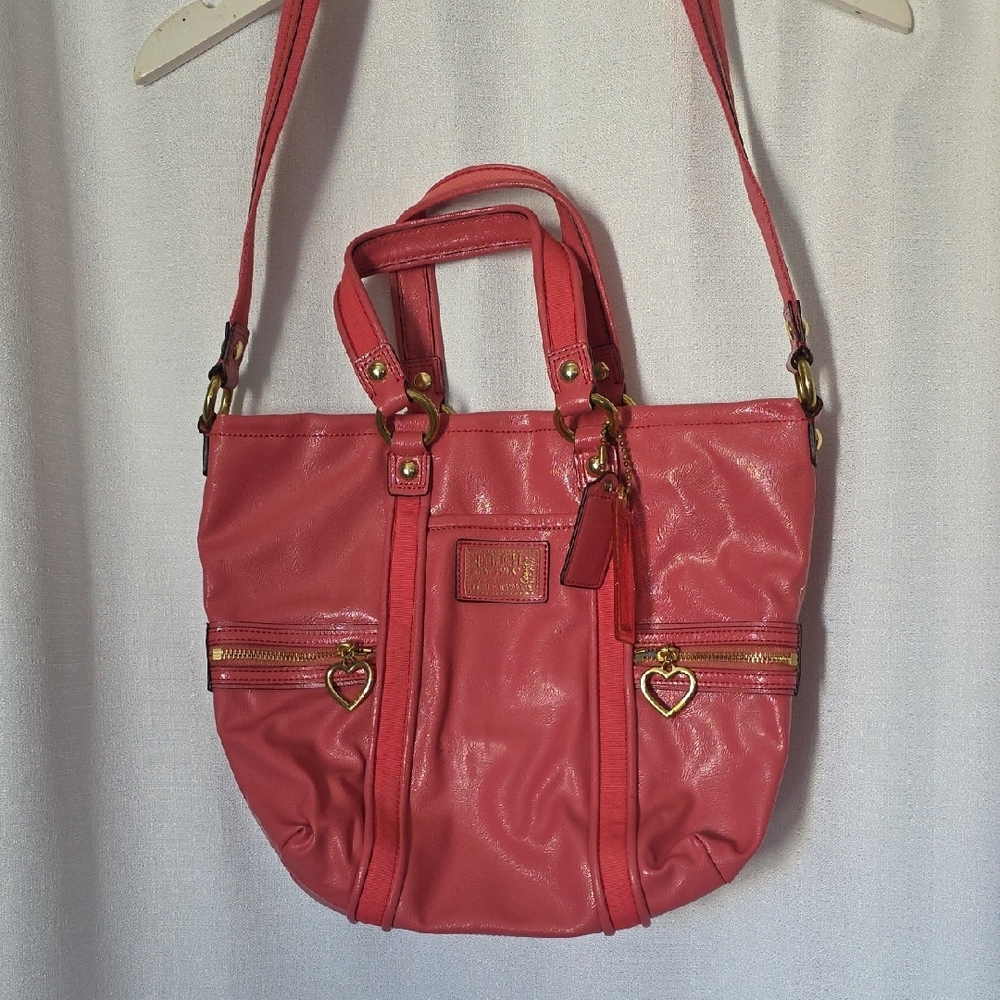 NWT Coach Poppy Pink Leather Bag With Crossbody Strap
